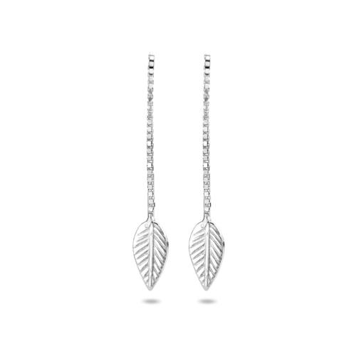 HC Oorhangers, zilver gerhodineerd doortreksysteem bladvorm - 22443