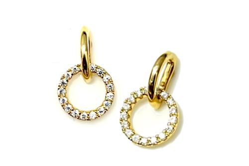 Oorknoppen, 14krt.goud met zirconia (12,5mm.) - 22485