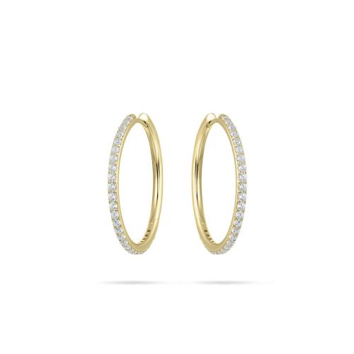 Oorringen, zilver verguld met zirconia (2x30mm.) - 22495