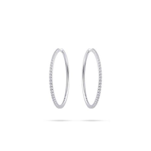 Oorringen, zilver met zirconia (2x40mm.) - 22496