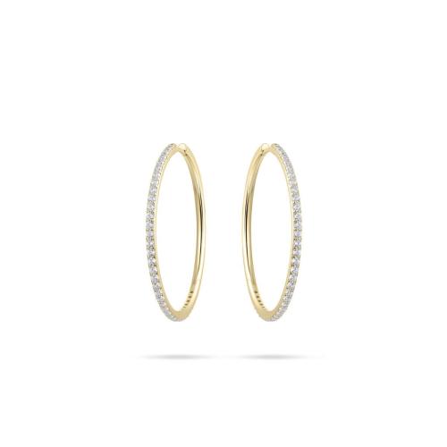 Oorringen, zilver verguld met zirconia (2x40mm.) - 22497