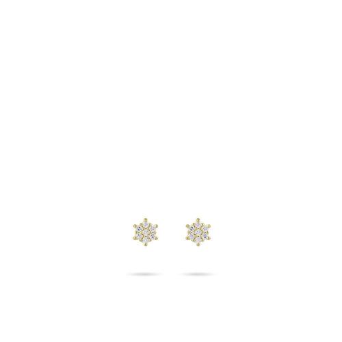 Oorknoppen, 14krt.goud met zirconia (diameter 5mm.) - 22503