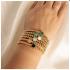 My Bendel Armband, Elastische Edelstaal-vergulde armband met  Agaat bedel. - 22511