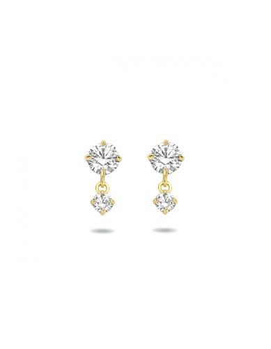 HC Oorhangers, 14krt.goud met zirconia (lengte: 1cm.) - 22522