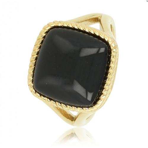 My Bendel Ring, Edelstaal Verguld met Onyx - 22566