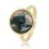 My Bendel Ring, edelstaal verguld. Met Mos Agaat Edelsteen. - 22569
