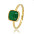 My Bendel Ring, edelstaal verguld. Met Groene Agaat Edelsteen. Model Zegelring. - 22570