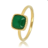 My Bendel Ring, edelstaal 14krt verguld. Met Groene Agaat Edelsteen. Model Zegelring. - 22570