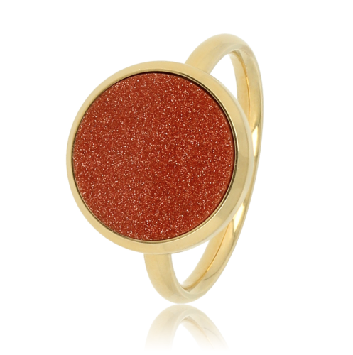 My Bendel Ring, edelstaal verguld. Met Gold Sand Stone Edelsteen - 22584
