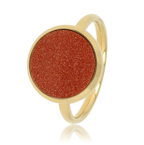 My Bendel Ring, edelstaal 14krt verguld. Met Gold Sand Stone Edelsteen - 22584