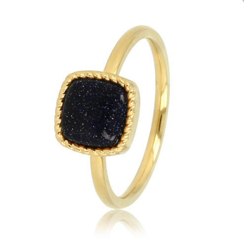My Bendel Ring, edelstaal verguld. Met Blue Sand Stone Edelsteen - 22585