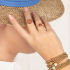 My Bendel Ring, edelstaal verguld. Met Gold Sand Stone Edelsteen (model Zegelring) - 22586