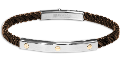 Borsari Gioielli heren armband, BR-SK07D Bruin PVD coated Edelstaal - 22605