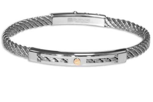 Borsari Gioielli heren armband, BR-SK01A Edelstaal met 18krt rose goud detail - 22607
