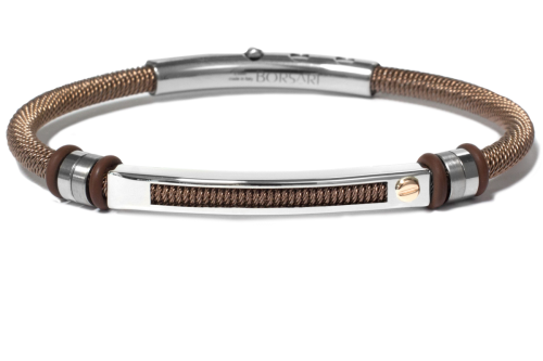 Borsari Gioielli heren armband, BR-STAU09NL Bruin PVD coated Edelstaal - 22616
