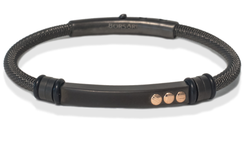 Borsari Gioielli heren armband, BR-STAU05 Zwart PVD coated Edelstaal - 22618