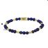 My Bendel Armband, Elastische Edelstaal Vergulde Kralenarmband met Lapis Lazuli (Medium) - 22658