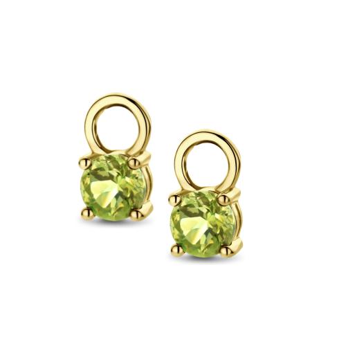 HC Oorbedels, 14krt.goud met peridot (4mm.) - 22675