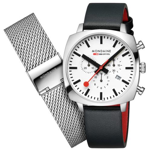 Mondaine Horloge Grand Cushion MSL.41410.LBV (met extra band) - 22690