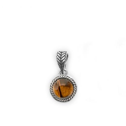 Silk Hanger, zilver met tijgeroog (13,5mm.) - 22720