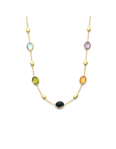 HC Collier, 14krt.goud met natuurlijke kleurstenen (lengte: 41-45 cm.) - 22740