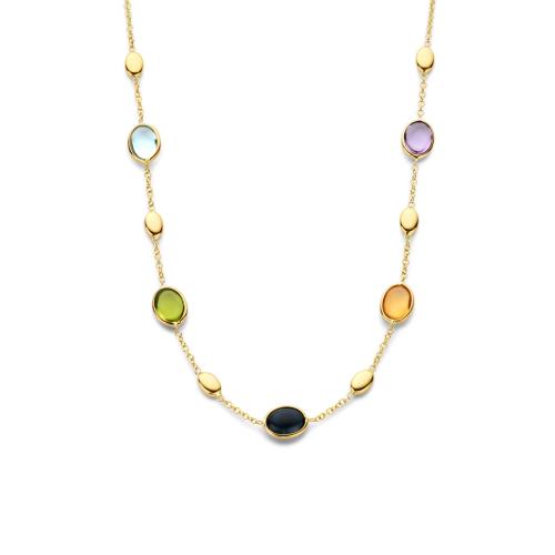 Collier, 14krt.goud met natuurlijke kleurstenen (lengte: 41-45 cm.) - 22740