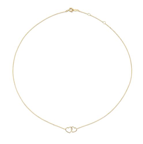 Jackie Collier, 14krt.goud Double Heart (lengte: 38-42cm.) - 22748
