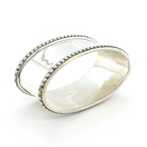 Serverband, zilver ovaal met parelrand (5,5x3x2,5cm.) - 22761