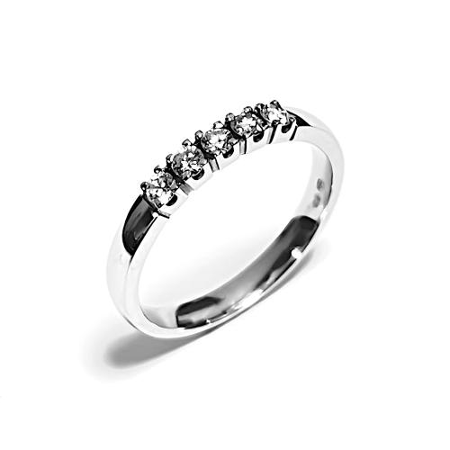 Eclat Alliance ring, 14krt.witgoud met diamant totaal 0,25ct.  (maat 17,5) - 22772