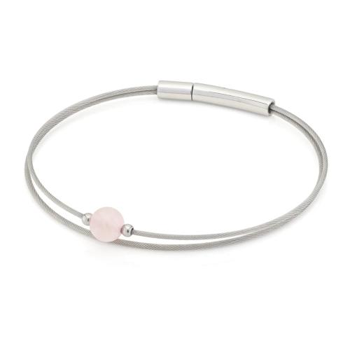 CLIC, Thinking of You armband met Rozenkwarts. Edelstaal - 22773