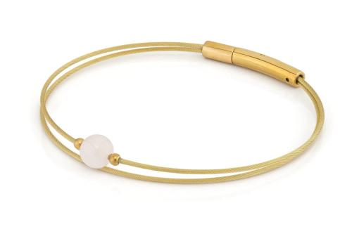 CLIC, Thinking of You armband met Rozenkwarts. Edelstaal Verguld - 22774