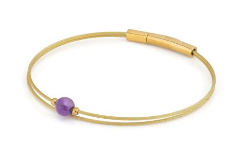 CLIC, Thinking of You armband met Amethist. Edelstaal Verguld (18cm.) - 22775