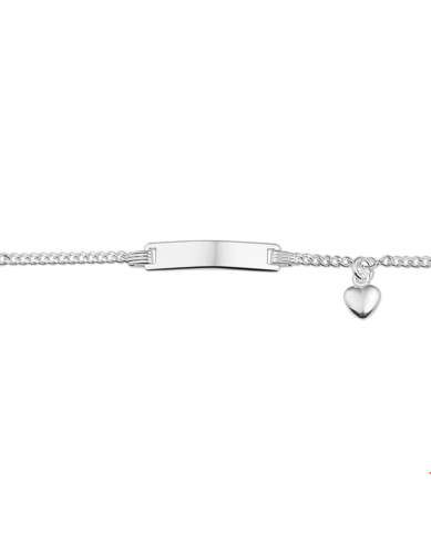 HC Graveerarmband, zilver met hart (lengte: 9-11cm.) - 22777