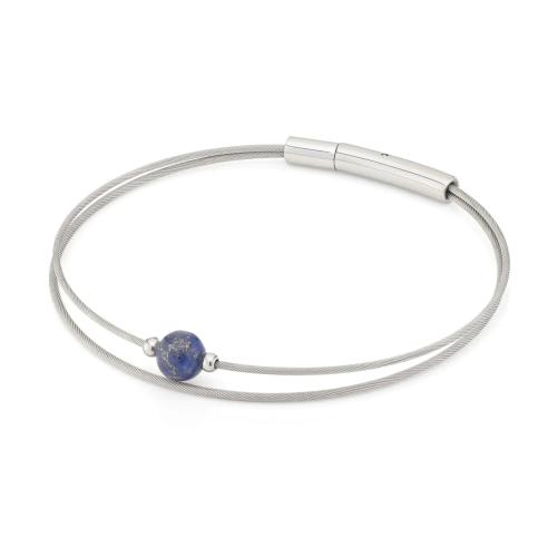 CLIC, Thinking of You edelstalen armband met Lapislazulli. - 22790