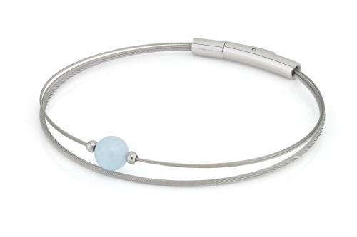 CLIC, Thinking of You edelstalen armband met Aquamarijn. - 22794