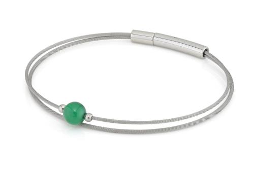 CLIC, Thinking of You edelstalen armband met groene Agaat (18cm.) - 22795