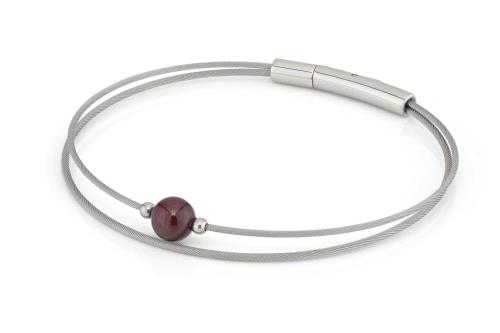 CLIC, Thinking of You edelstalen armband met Granaat. - 22803