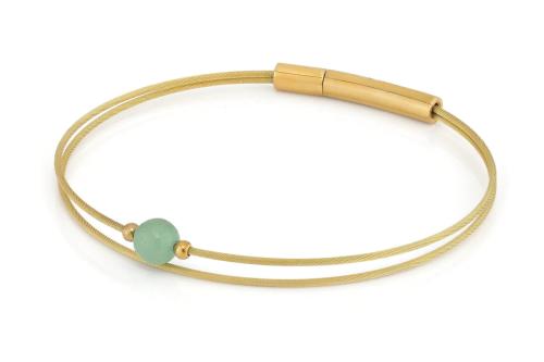 CLIC, Thinking of You edelstaal vergulde armband met Aventurijn. - 22804