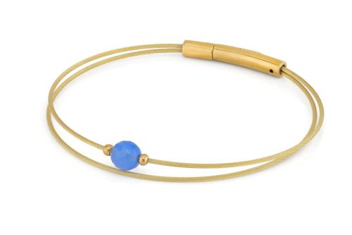 CLIC, Thinking of You edelstaal vergulde armband met blauwe Agaat.. - 22805
