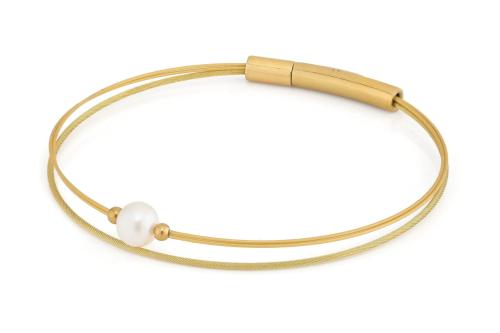 CLIC, Thinking of You edelstaal vergulde armband met een Parel - 22810