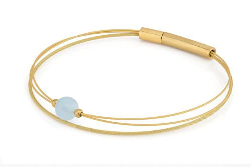 CLIC, Thinking of You edelstaal vergulde armband met Aquamarijn - 22811