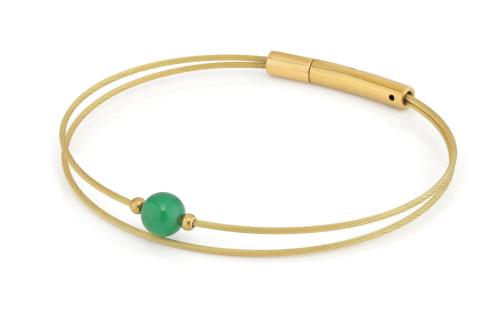 CLIC, Thinking of You edelstaal vergulde armband met groene Agaat - 22812