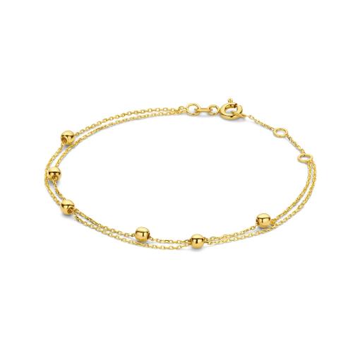 Jackie Armband, 14krt.goud Double Bubble  (lengte verstelbaar: 16-18cm.) - 22820