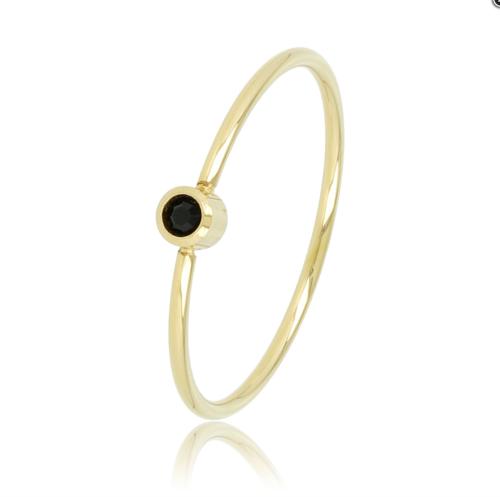My Bendel Ring, edelstaal verguld met zwarte kleursteen - 22821