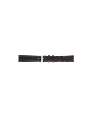 Genuine leather flat watch strap. Brown - 22833