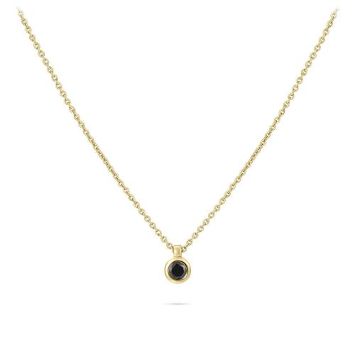 HC Collier, zilver verguld met schuifhanger zwart zirconia (lengte:42-47cm.) - 22867
