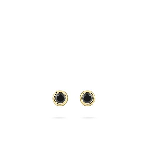 HC Oorknoppen, zilver verguld met zwart zirconia (5mm.) - 22870