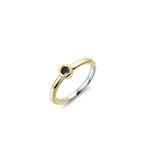 HC Ring, zilver verguld met zwart zirconia (maat54) - 22873