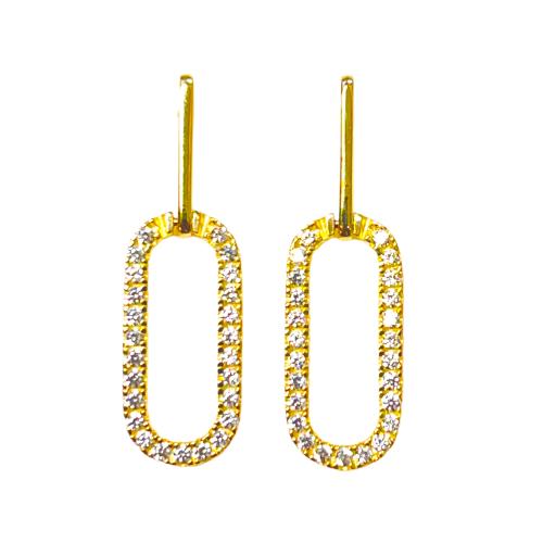Joy & Julia Oorhangers, 14krt.goud met zirconia (24x7mm.) - 22884