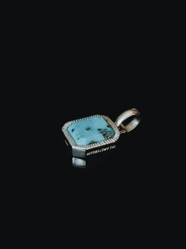TAJ AMSTERDAM Zilveren Hanger Chetas met Turkoois "geluk en bescherming" (12x21mm) - 22942